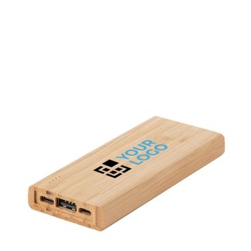 Power bank con logo in legno di bambú