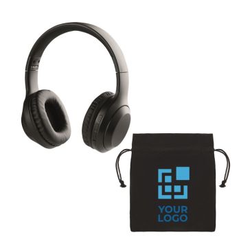 Cuffie pieghevoli wireless con logo in sacchetto di cotone Rock