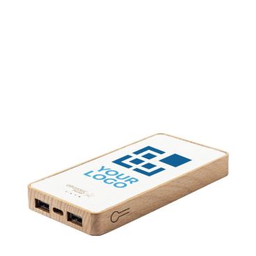 Powerbank da 8.000 mAh in canapa e legno vista area di stampa