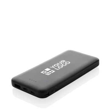 Powerbank con cavetto a doppio connettore in plastica RCS da 10.000mAh color nero vista area di stampa